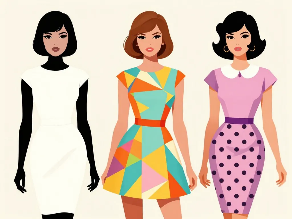 année 60 robe trois silhouettes rétro iconiques, style chic pop et bardot