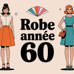 année 60 robe mini trapèze et droite, motifs géométriques pop, accessoires vintage