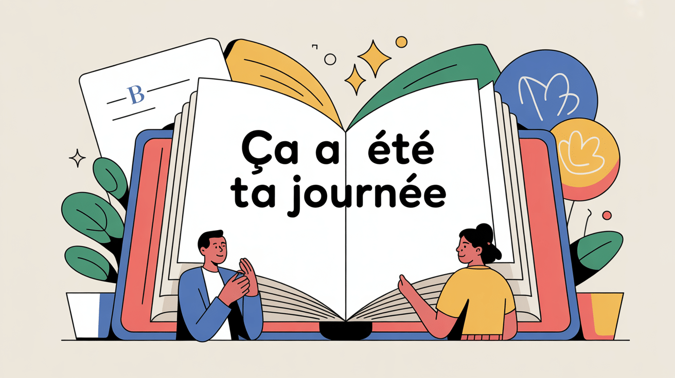 Illustration centrale sur ça été ta journée ou ça était conversation et grammaire