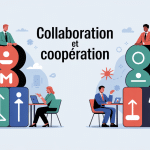 illustration différence collaboration et coopération au travail