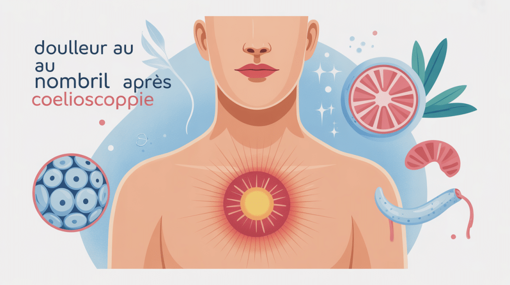 illustration médicale douleur nombril 1 mois après coelioscopie
