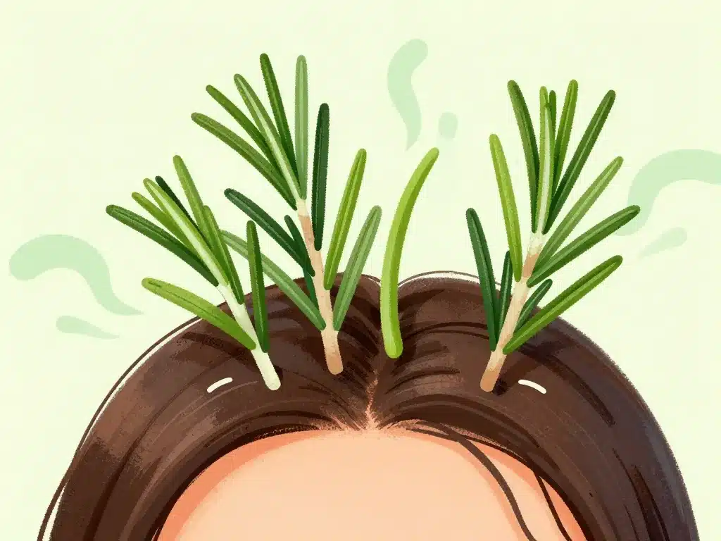 Huile de romarin cheveux avis illustration bénéfices cuir chevelu