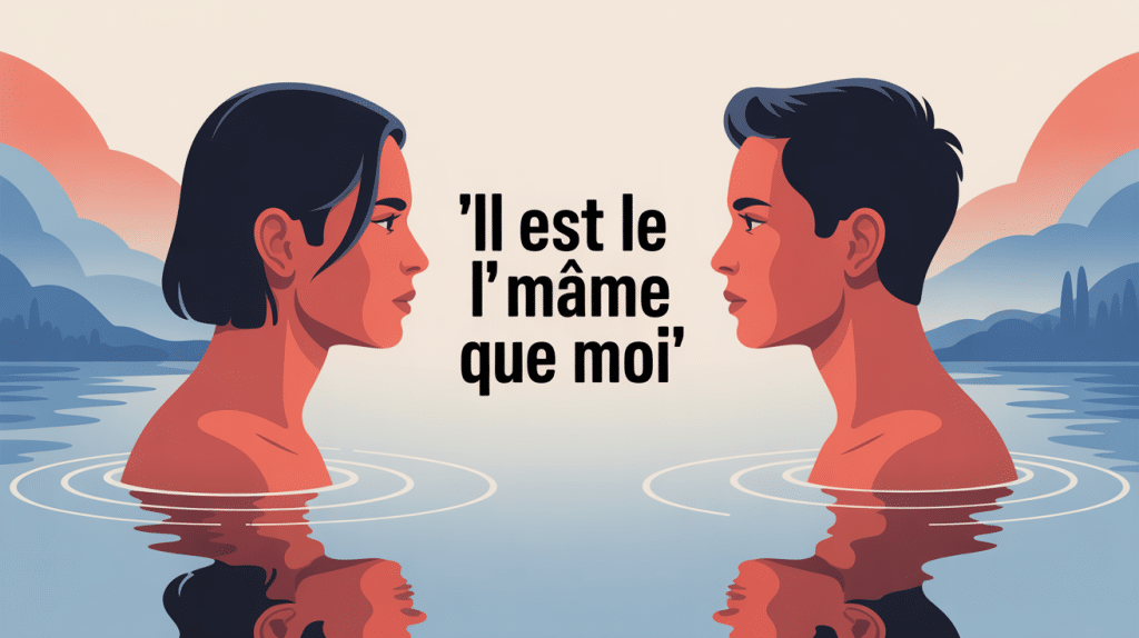 illustration moderne il est le même que moi avec deux silhouettes reflétées