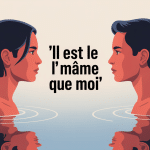 illustration moderne il est le même que moi avec deux silhouettes reflétées