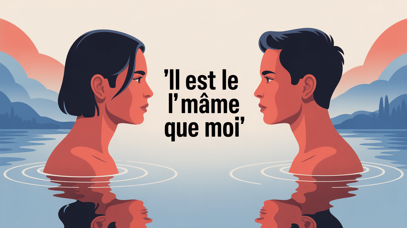 illustration moderne il est le même que moi avec deux silhouettes reflétées