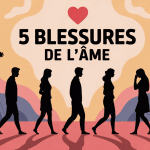 Illustration métaphorique les 5 blessures de l'âme silhouettes émotions