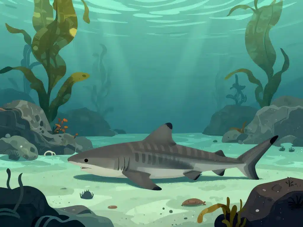 requins pyjama parmi les récifs et forêts d’algues