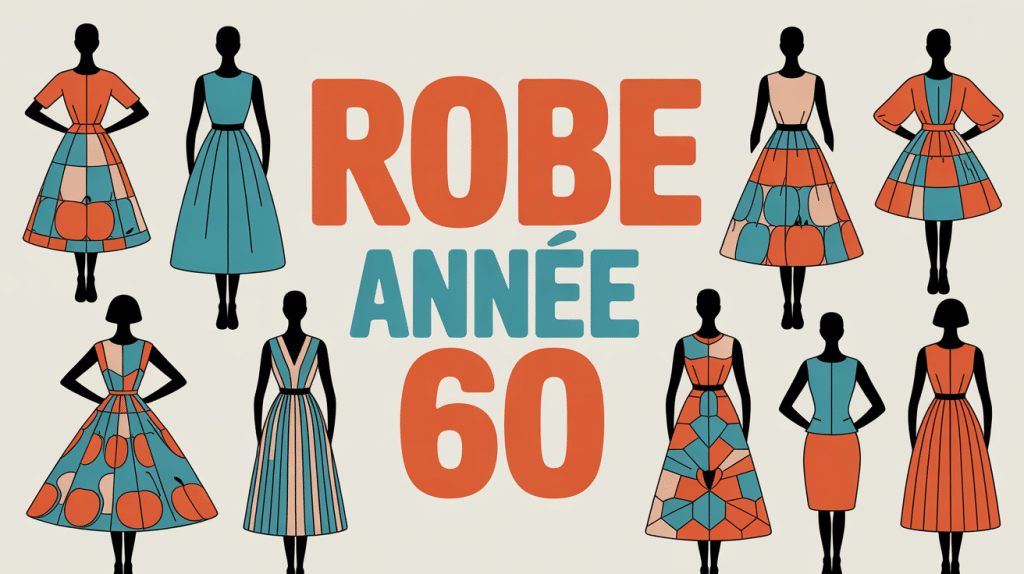 illustration robe année 60 mode rétro colorée