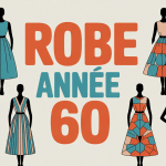 illustration robe année 60 mode rétro colorée