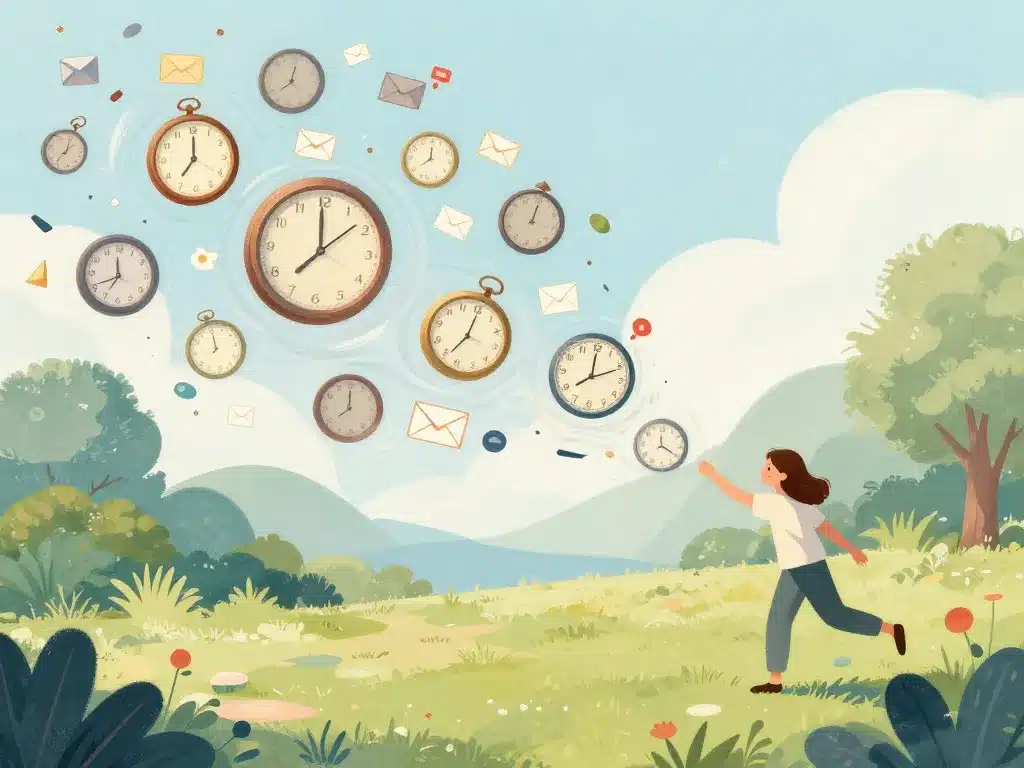 illustration slow life transition chaos sérénité jardin