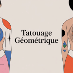 Illustration centrale tatouage géométrique formes stylisées