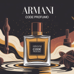armani armani code profumo flacon de parfum illustré, ambiance chaude et sophistiquée