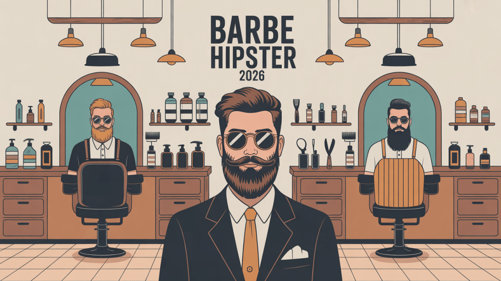 Illustration barbe hipster silhouettes styles modernes