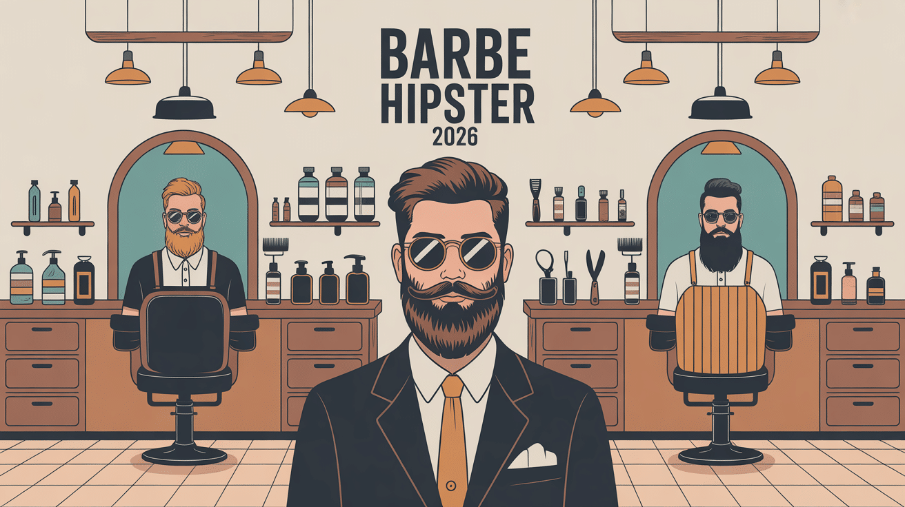 Illustration barbe hipster silhouettes styles modernes