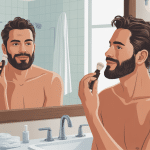 Illustration creme barbe homme miroir