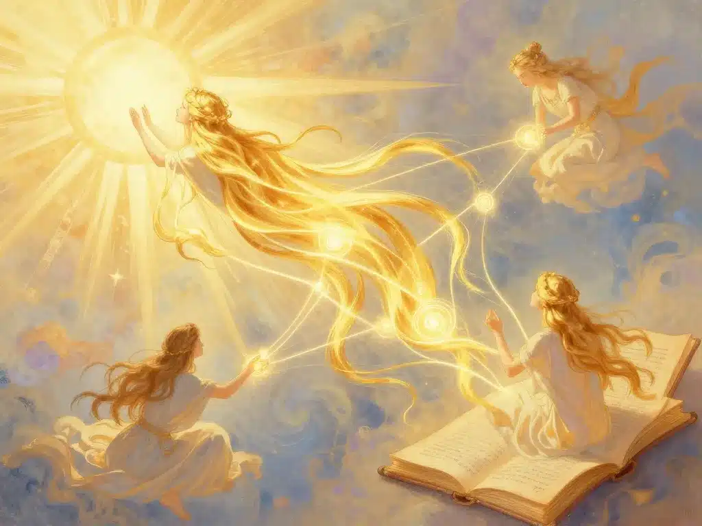 de l'or dans les cheveux, illustration symbolique, référence mythes et culture