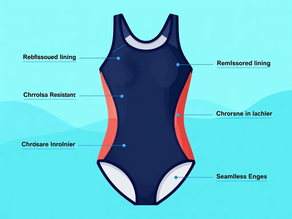 Diagramme des points clés d'un maillot de bain sport pour femme performant