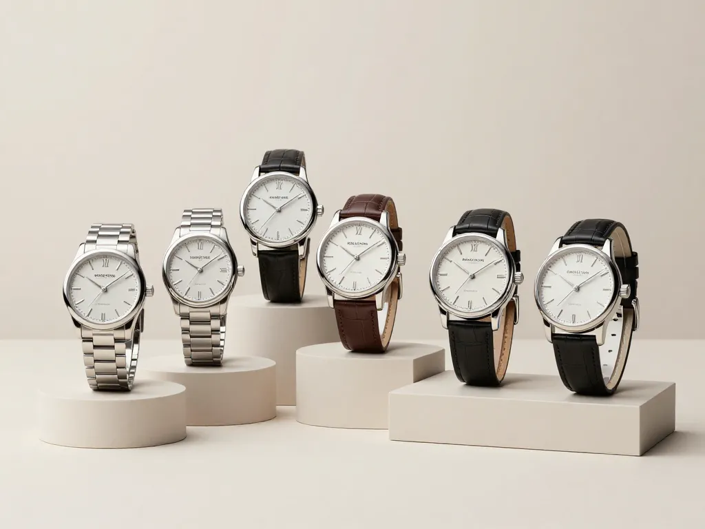 Sélection de montres de luxe pas cher sur présentoirs élégants