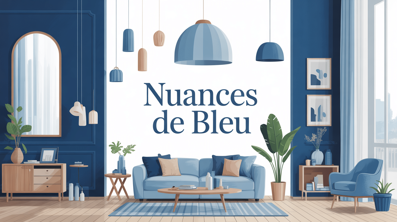 Nuance de bleu top 7, illustration de décoration intérieure moderne