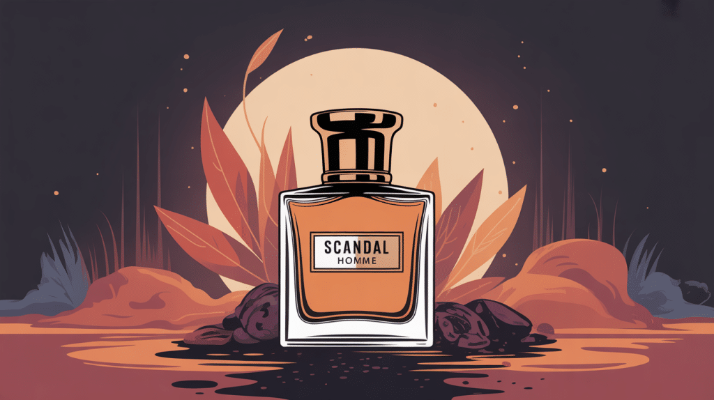 Illustration moderne parfum Scandal Homme ambiance chaleureuse