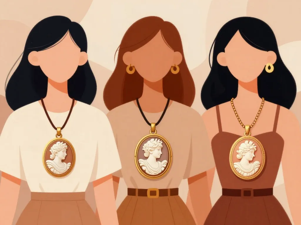 pendentif camée porté par femmes style vintage moderne fantaisie