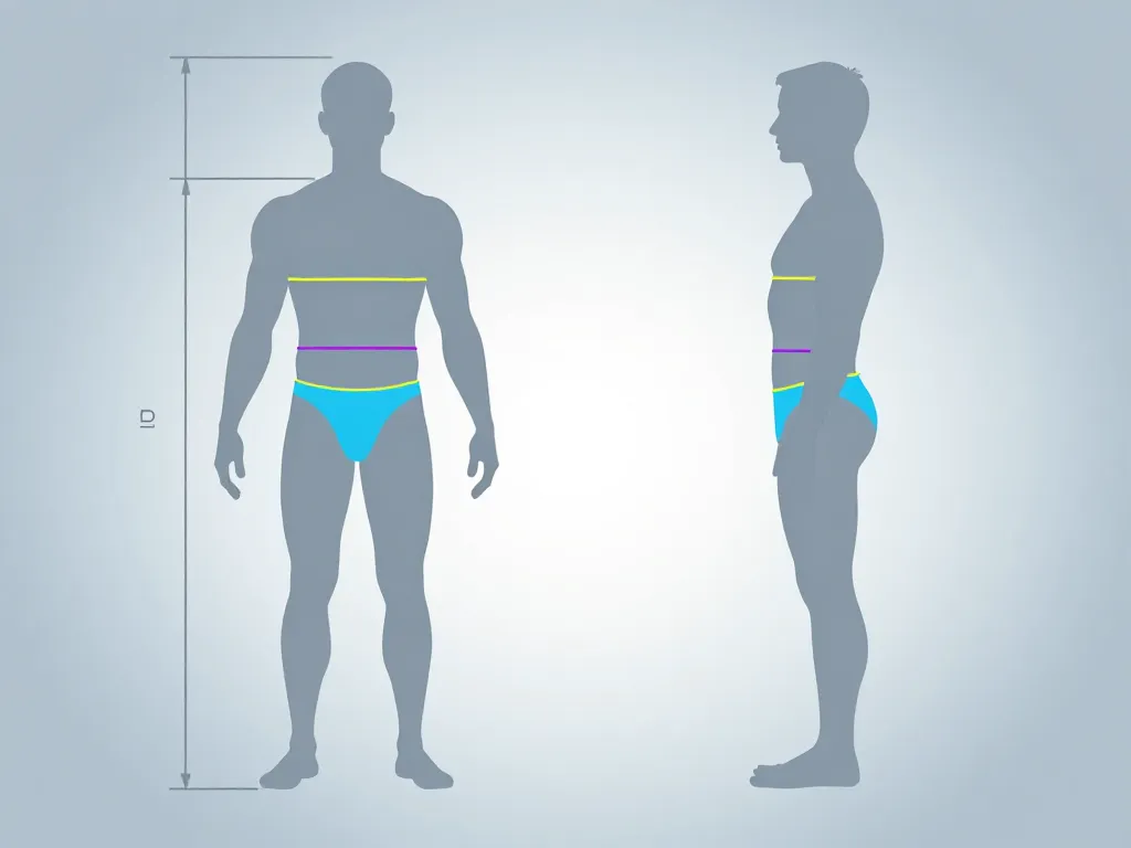 Prendre ses mensurations homme, schéma des mesures clés sur silhouette masculine