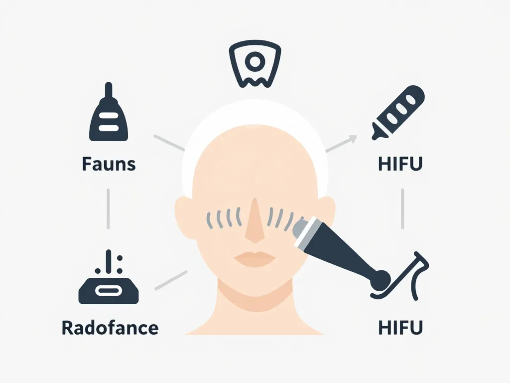 Techniques esthétiques retendre peau du visage concept diagramme