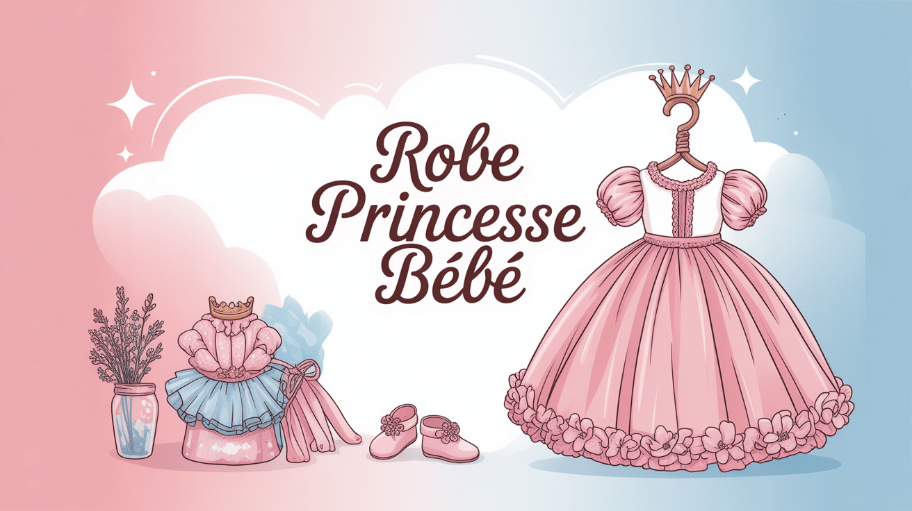illustration robe princesse bebe pastel accessoires