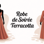 Illustration robe soiree terracotta chic vectorielle