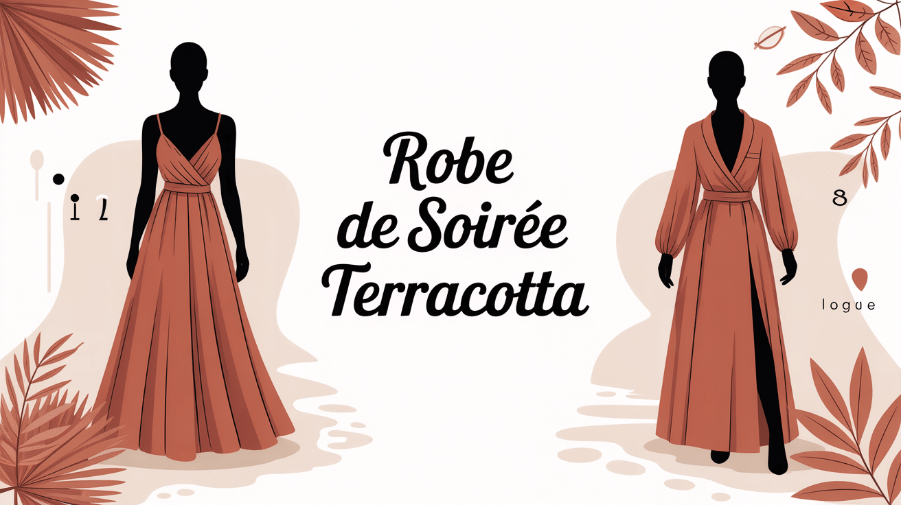 Illustration robe soiree terracotta chic vectorielle
