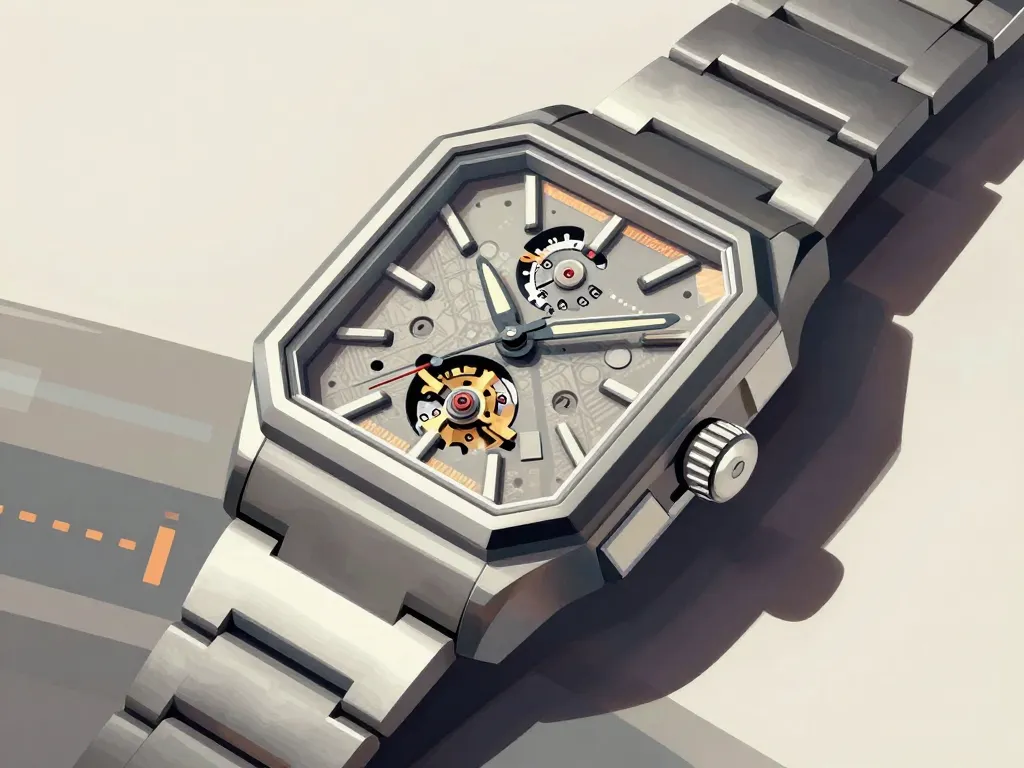 Illustration éditoriale du design rolex oyster quartz ref. 17000 années 70-80