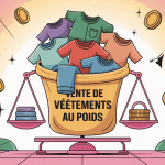 illustration vendre ses vetements au poids sac balance argent