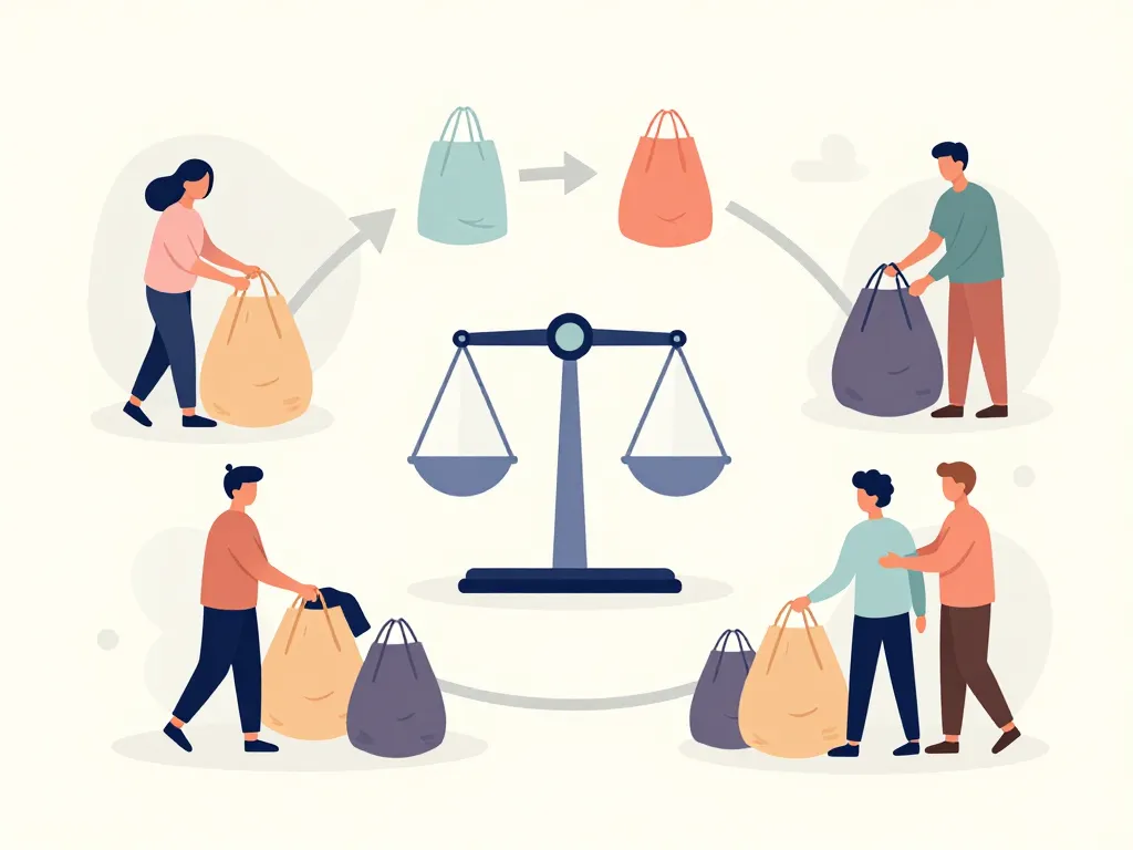 illustration trier peser vendre ses vetements au poids