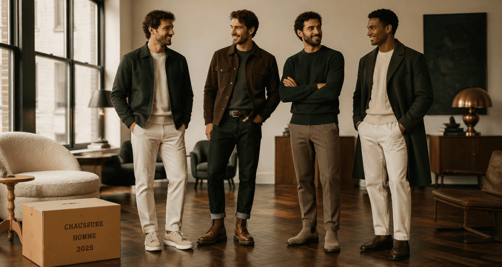 chaussure homme tendance 2025, quatre styles essentiels