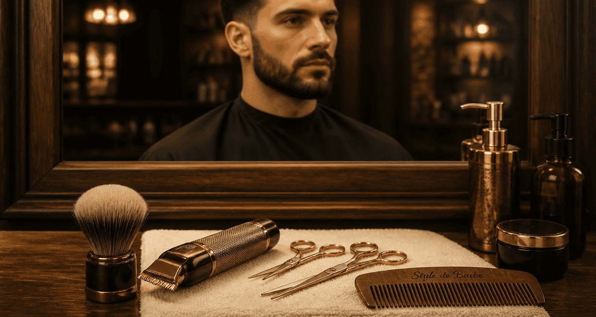 Barbe style homme dans salon de barbier