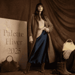 shooting studio couleurs mode hiver 2025 manteau mocha mousse jupe evening blue