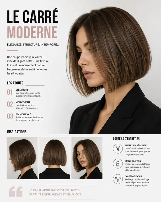 Tendance coupe carré femme moderne et élégante