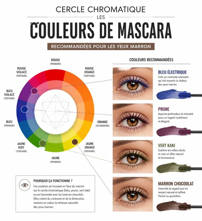 Infographie des couleurs de mascara pour yeux marrons