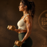 femme musculation bras haltères profil