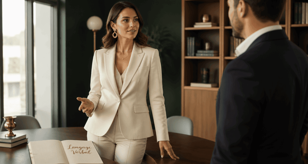 langage verbal femme bureau moderne