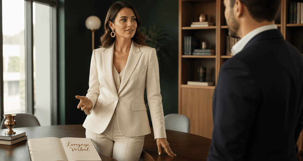 langage verbal femme bureau moderne