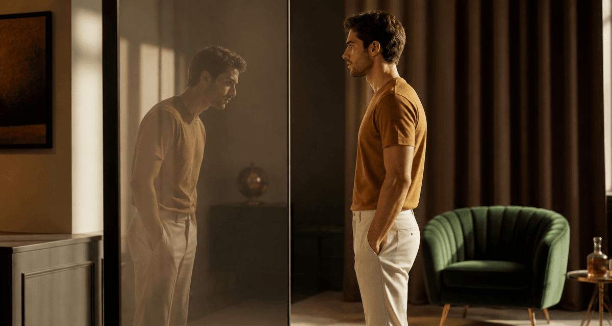maigrir augmente la taille homme debout miroir