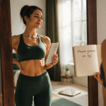 masse grasse femme en kg devant miroir