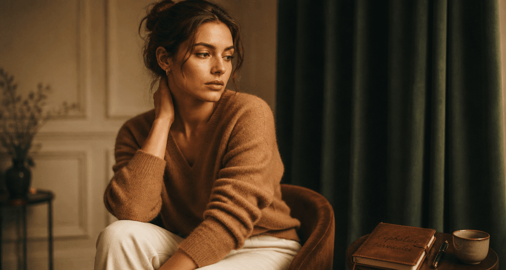 maux de tete et cervicales, femme main sur la nuque