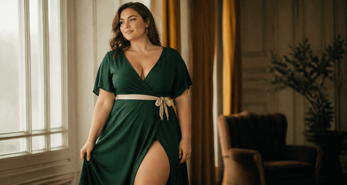 robe pour ronde avec du ventre verte ceinturée