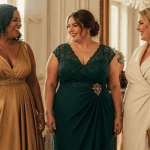 Robes habillées pour mariage grandes tailles portées par femmes élégantes