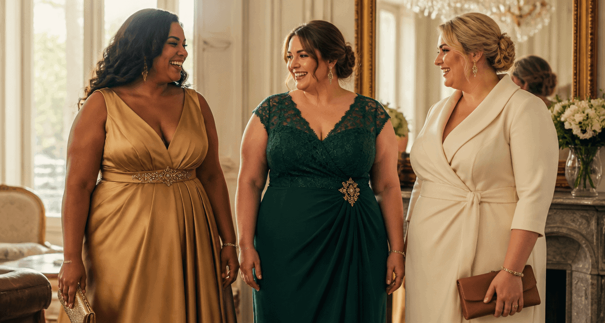 Robes habillées pour mariage grandes tailles portées par femmes élégantes