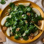 Bienfait de la mâche en salade sur table rustique