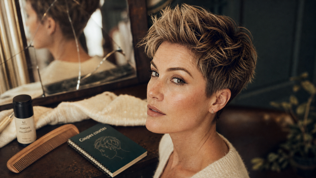 Coupe courte cheveux fins et clairsemés, pixie texturisé pour plus de volume