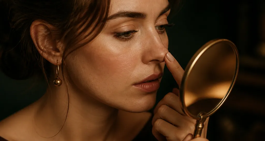 poil sur le nez femme miroir